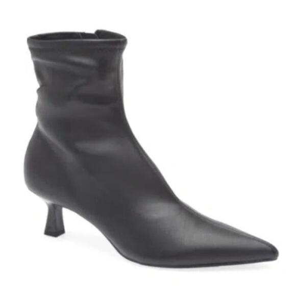 Open Edit Rhila Ankle Booties 6.5 Black NWOT Boots Kitten Heel Capsule - Picture 1 of 7